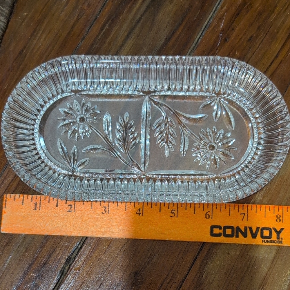 Floral Patterned Glass Vanity Tray